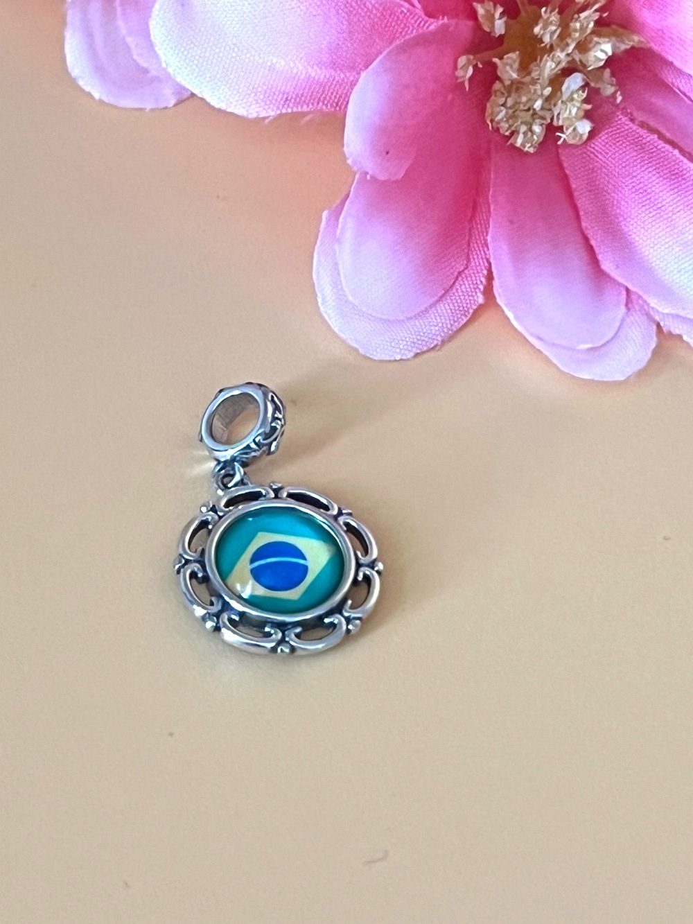 Silver Brazil 🇧🇷 flag Charm